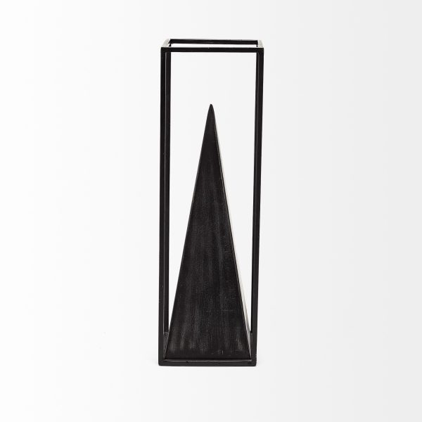 Black Metal Framed Pyramid Sculpture - Image 2