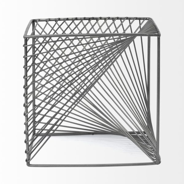 Contemporary Gray Metal Cubed Decor Piece - Image 2