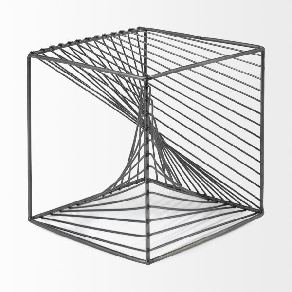 Contemporary Gray Metal Cubed Decor Piece - Image 3