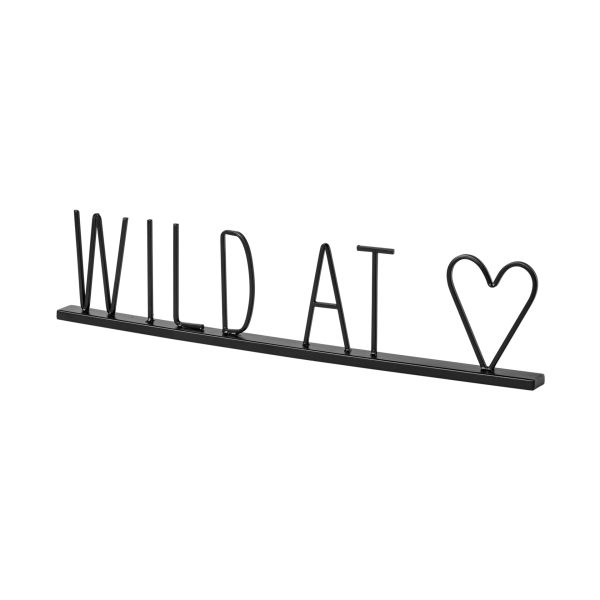 24" Black and Brown Metal And Wood Wild At Heart Tabletop Sign - Image 2
