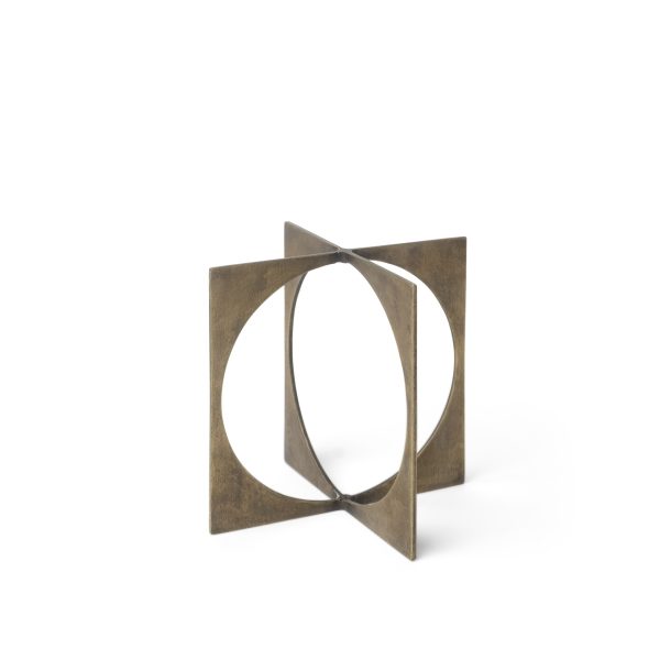 6" Burnished Gold Metal Circle Square Sculpture - Image 2
