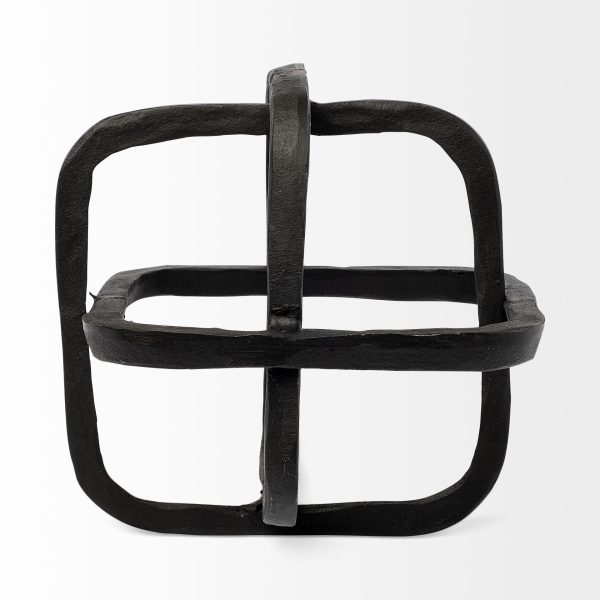 Black Metal Cube Shaped Link Sculpture - Image 2