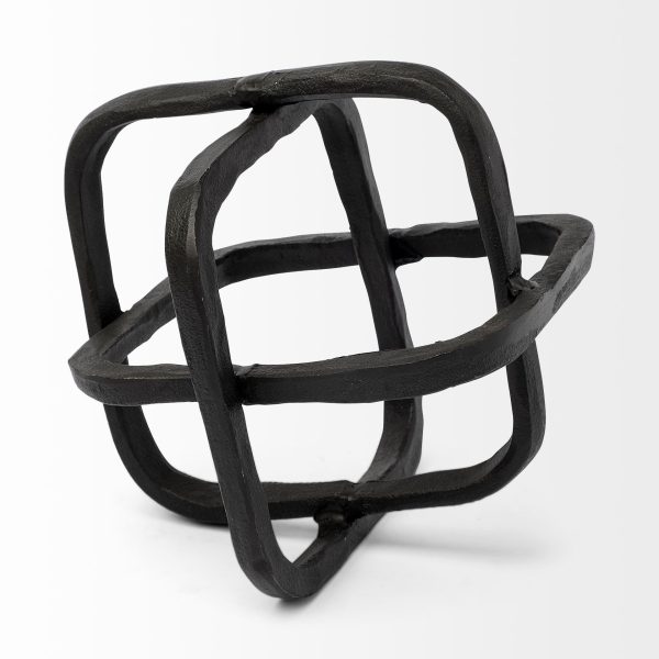 Black Metal Cube Shaped Link Sculpture - Image 3