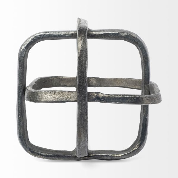 Silver Metal Cubed Shaped Link Sculpture - Image 2