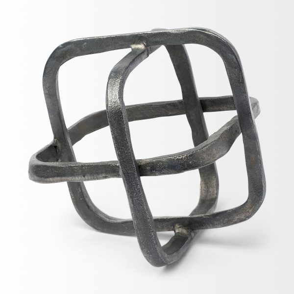 Silver Metal Cubed Shaped Link Sculpture - Image 3