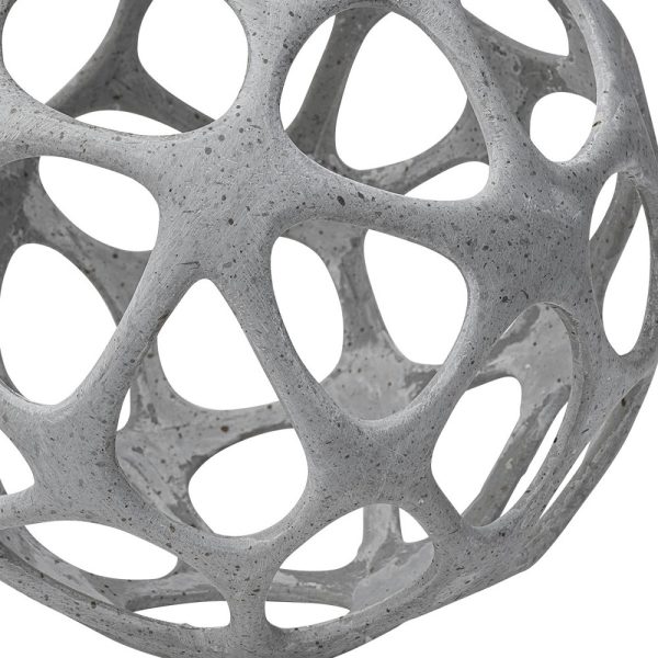 Light Gray Metal Hollow Orb Sculpture - Image 3