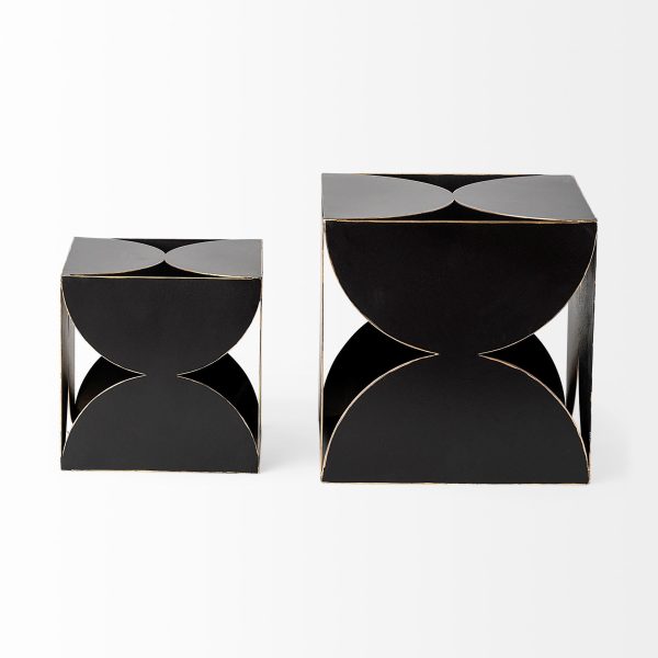 8" Contemporary Black Metal Geo Cube Sculpture - Image 2