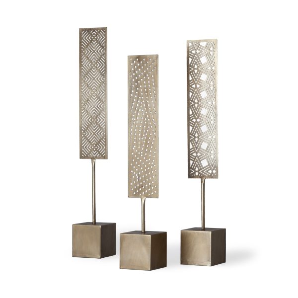 Set Of Three Gold Abstract Metal Cutout Tabletop Decor Pieces - Image 2