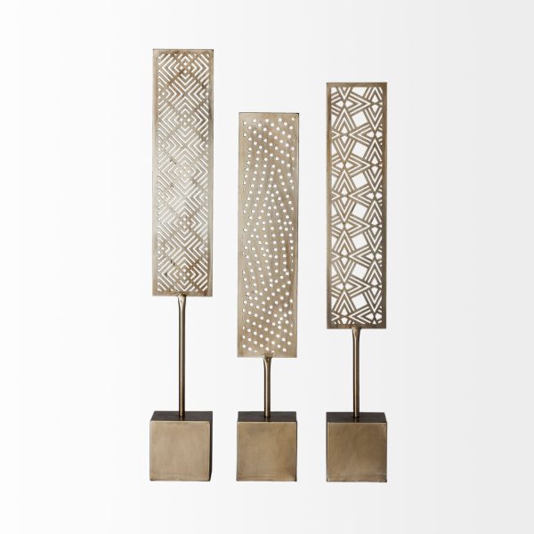 Set Of Three Gold Abstract Metal Cutout Tabletop Decor Pieces - Image 3