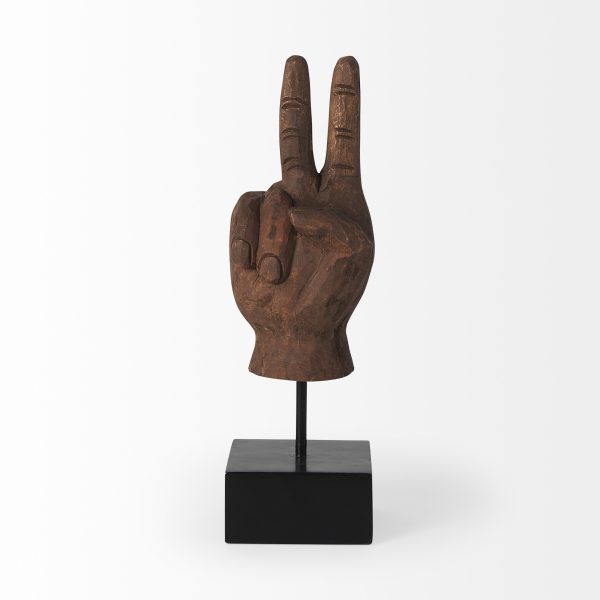 Dark Brown Wooden Peace Sign Decor Piece - Image 2