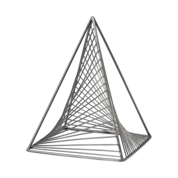 Contemporary Gray Metal Triangular Decor Piece - Image 2
