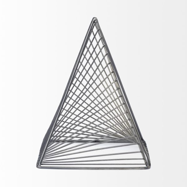 Contemporary Gray Metal Triangular Decor Piece - Image 3