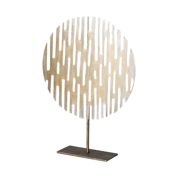 17" Contemporary Rustic Gold Flat Round Sculpture - Image 2