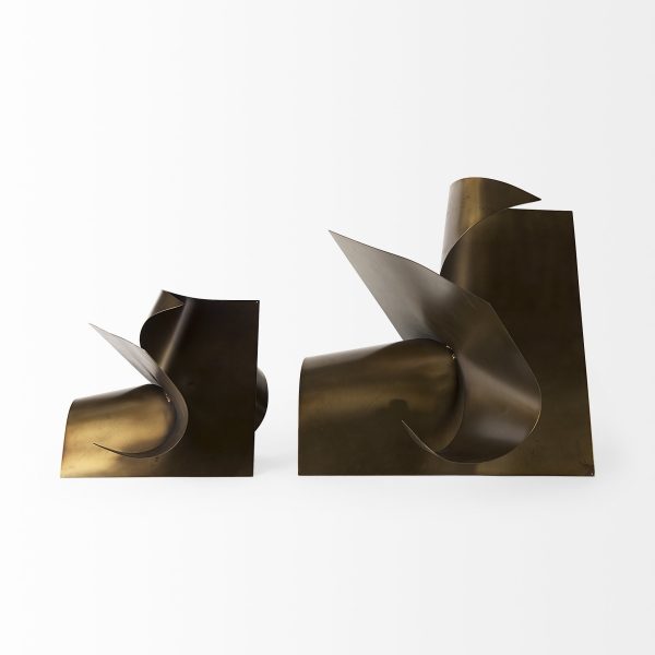 18" Contempo Antiqued Gold Abstract Sculpture - Image 3