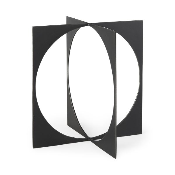 6" Charcoal Gray Metal Circle Square Sculpture - Image 2