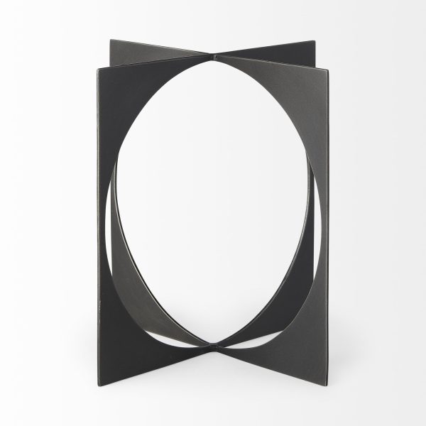 6" Charcoal Gray Metal Circle Square Sculpture - Image 3