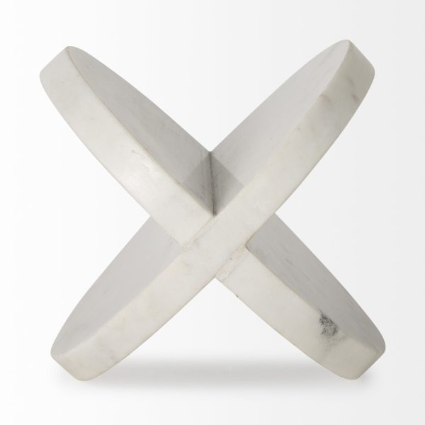 White Marble Geometric Circular Sculpture - Image 3