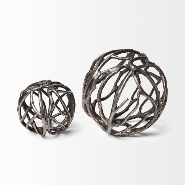 Petite Silver Metal Tree Branch Sculpture - Image 3