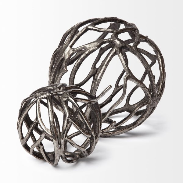 Petite Silver Metal Tree Branch Sculpture - Image 2