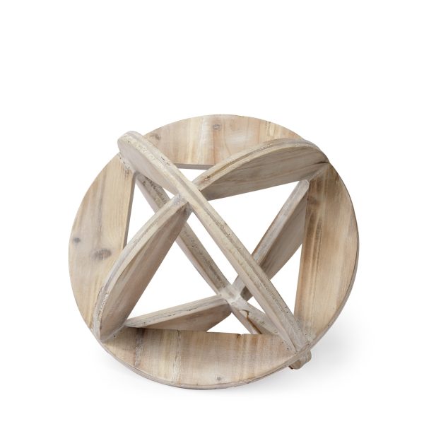 5" Natural Solid Wood Geometric Orb Tabletop Sculpture - Image 2
