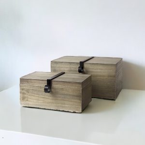 Set of Two 12" Brown Solid Wood Desk Organizer