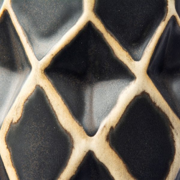 18" Ceramic Black and Gold Abstract Cylinder Table Vase - Image 3