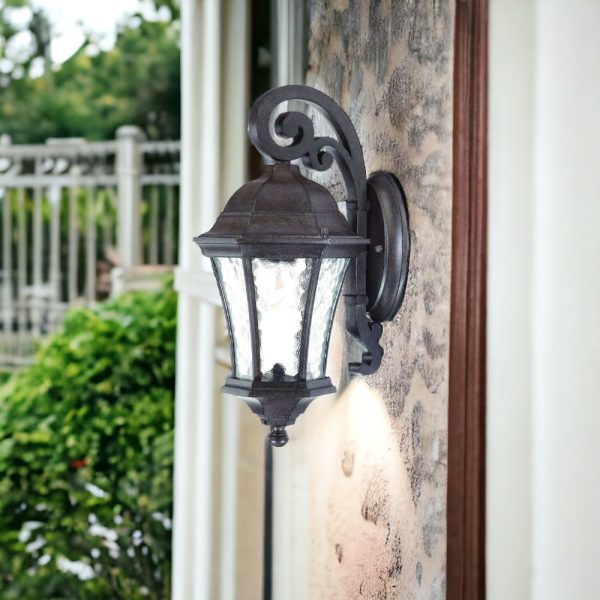 Antique Black Tapered Hanging Lantern Wall Light - Image 2