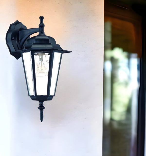 Matte Black Glass Hanging Lantern Wall Light - Image 2