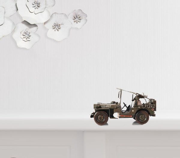 6" Army Green Metal Hand Painted Decorative Truck - Image 2