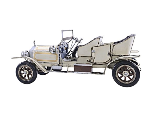 8" Silver Metal Hand Painted Model Car Tabletop Sculpture - Image 3