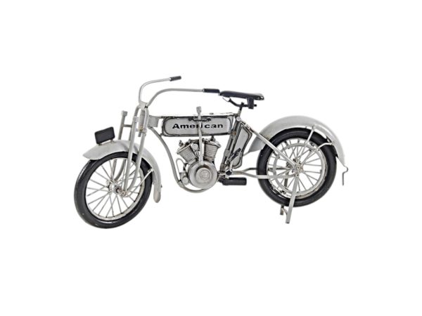 6" White Metal Hand Painted Model Motorcycle Tabletop Sculpture - Image 2