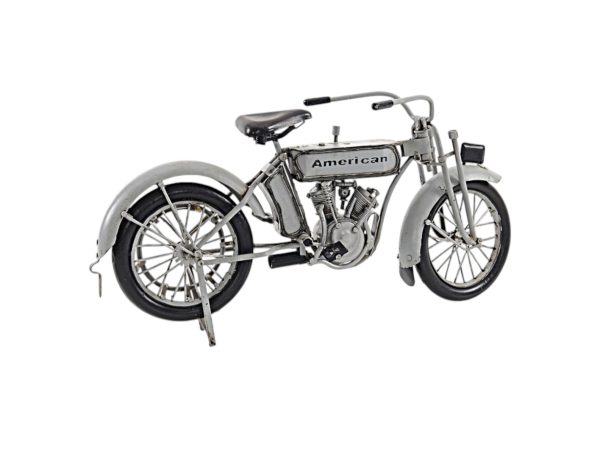 6" White Metal Hand Painted Model Motorcycle Tabletop Sculpture - Image 3