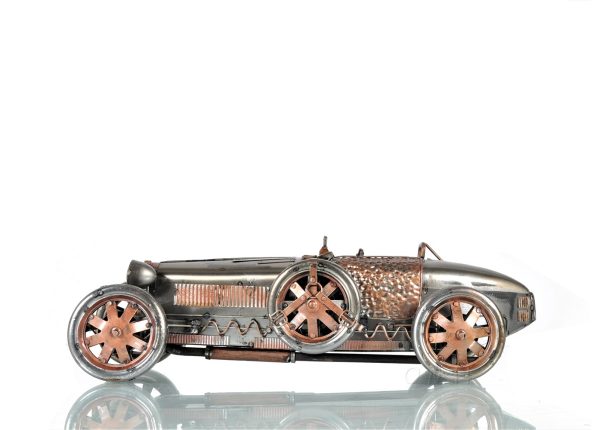 c1924 Bugatti Bronze and Silver Racecar Model Sculpture - Image 3