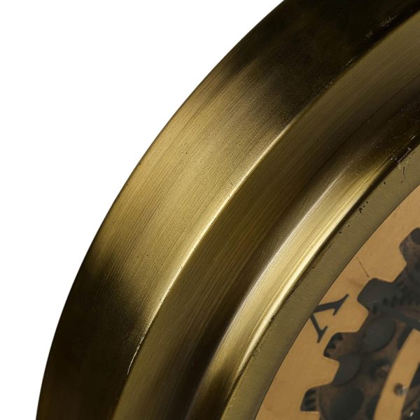 Gold Industrial Style Round Wall Clock - Image 3