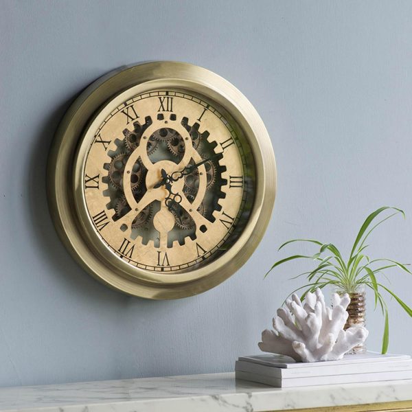 Gold Industrial Style Round Wall Clock - Image 4