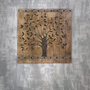 Rustic Brown Barn Door Tree of Life Wall Art