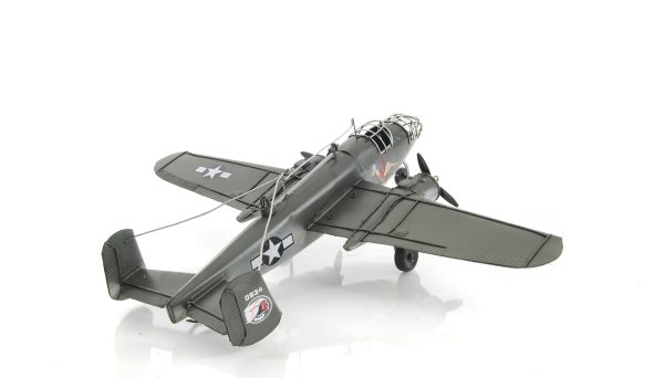 4" Gray and White Metal c1941 North American B-25 Mitchell Bomber Hand Painted Airplane Sculpture - Image 2