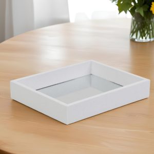 White Shagreen Mirrored Tray