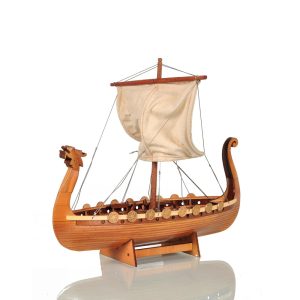 10" Natural Solid Wood Hand Painted Decorative Boat