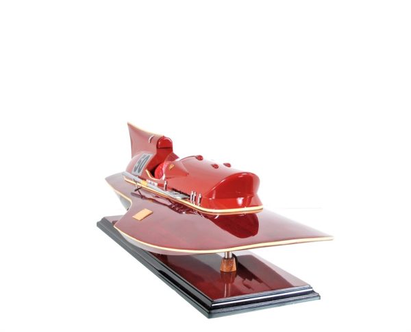 7" Red Manufactured Wood Hand Painted Decorative Boat - Image 3