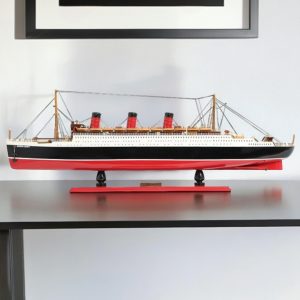 12" Black and Red RMS Queen Mary Large Boat Hand Painted Decorative Boat