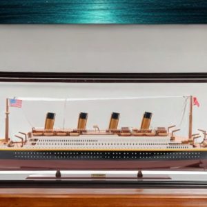 15" Black and Red 1912 RMS Titanic Large Display Case Boat Hand Painted Decorative Boat