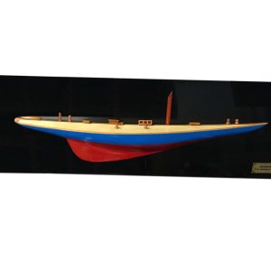 12" Blue and Red Rainbow Half-Hull Hand Painted Decorative Boat