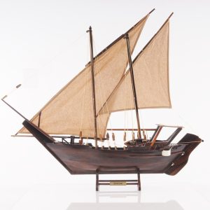 27" Wood Brown Dhow Hand Painted Decorative Boat