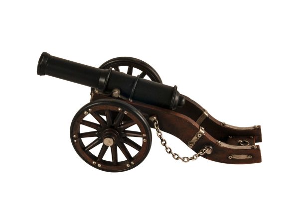3" Brown and Black Metal Louis XIV Cannon Hand Painted Sculpture - Image 2