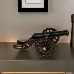 3" Brown and Black Metal Louis XIV Cannon Hand Painted Sculpture