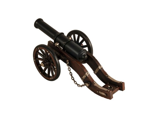 3" Brown and Black Metal Louis XIV Cannon Hand Painted Sculpture - Image 3
