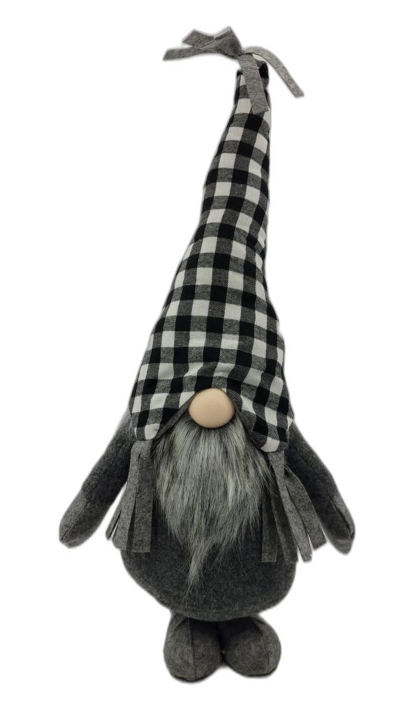 Black and White Buffalo Plaid Standing Gnome - Image 2