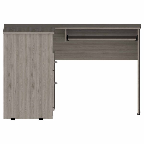 41" Light Gray L Shape Computer Desk With Two Drawers - Image 3