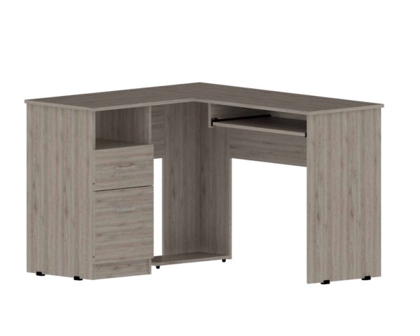 41" Light Gray L Shape Computer Desk With Two Drawers - Image 2